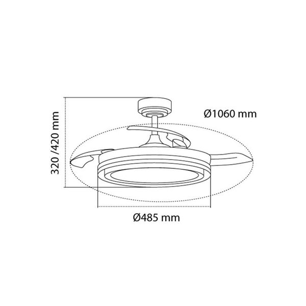 Ventilador LED aspas plegables TRIDENT, 72W 7920Lm CCT