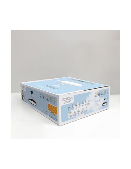 Ventilador LED con aspas retráctiles POLARIS negro, 43W 4430Lm CCT Dim