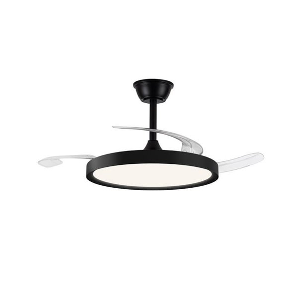 Ventilador LED con aspas retráctiles POLARIS negro, 43W 4430Lm CCT Dim