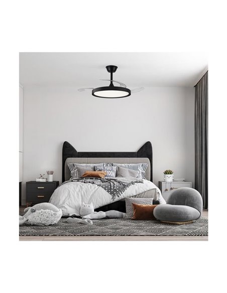 Ventilador LED con aspas retráctiles POLARIS negro, 43W 4430Lm CCT Dim