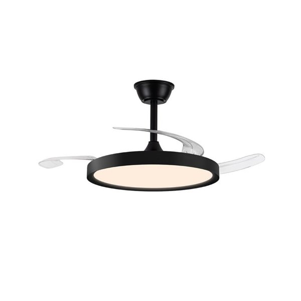 Ventilador LED con aspas retráctiles POLARIS negro, 43W 4430Lm CCT Dim
