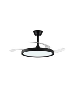 Ventilateur LED POLARIS à pales rétractables, noir, 43 W, 4 430 lm, CCT Dim