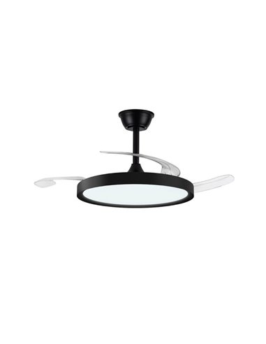 Ventilador LED con aspas retráctiles POLARIS negro, 43W 4430Lm CCT Dim