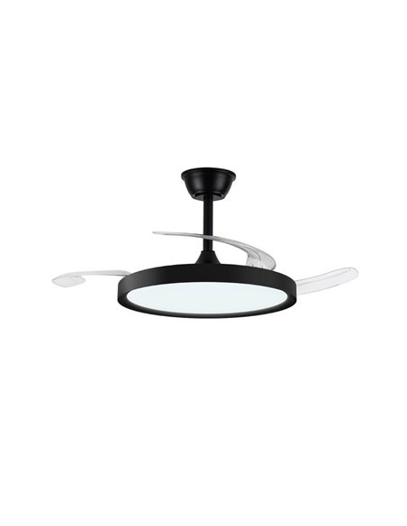 Ventilador LED con aspas retráctiles POLARIS negro, 43W 4430Lm CCT Dim