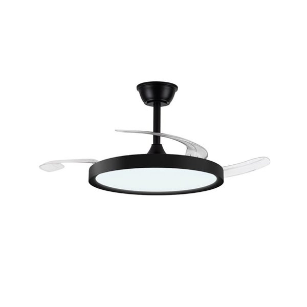 Ventilateur LED POLARIS à pales rétractables, noir, 43 W, 4 430 lm, CCT Dim