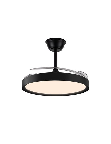 Ventilador LED con aspas retráctiles POLARIS negro, 43W 4430Lm CCT Dim