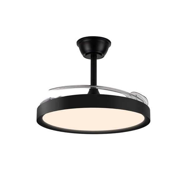 Ventilateur LED POLARIS à pales rétractables, noir, 43 W, 4 430 lm, CCT Dim