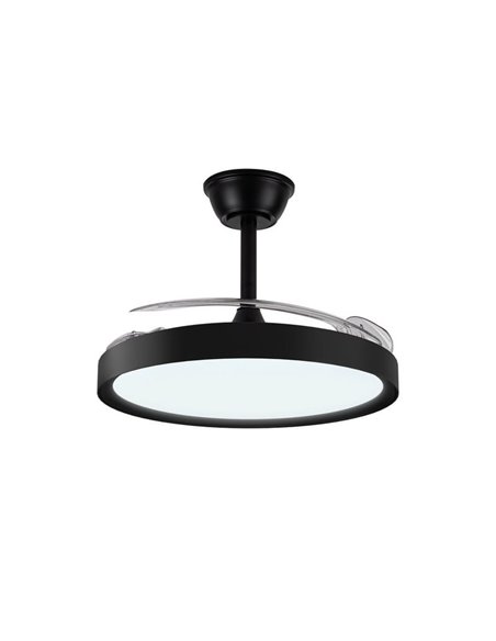 Ventilador LED con aspas retráctiles POLARIS negro, 43W 4430Lm CCT Dim