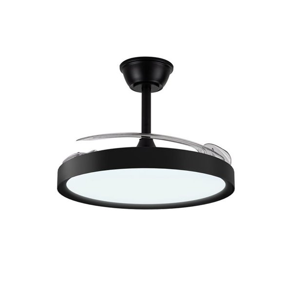Ventilador LED con aspas retráctiles POLARIS negro, 43W 4430Lm CCT Dim