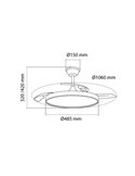 Ventilador LED con aspas retráctiles POLARIS negro, 43W 4430Lm CCT Dim