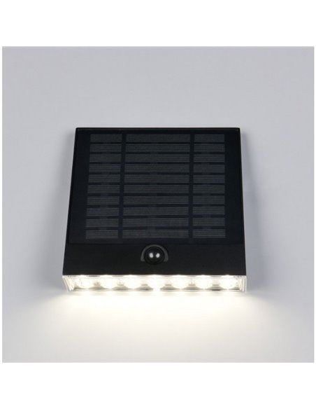 Luminária de parede externa ALVORADA recarregável e regulável, alimentada por energia solar e bateria, 6 W, 600 lm, 4000 K, IP44