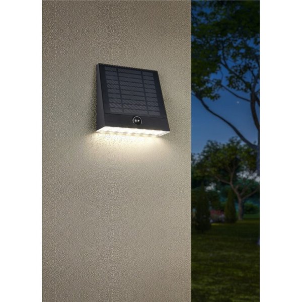 Luminária de parede externa ALVORADA recarregável e regulável, alimentada por energia solar e bateria, 6 W, 600 lm, 4000 K, IP44