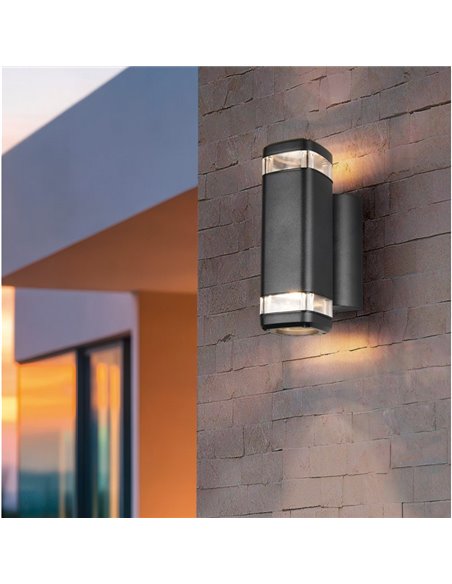 Aplique de pared BARCELOS para exterior, efecto luz arriba y abajo bombilla excl. 2x GU10 max. 10W IP44