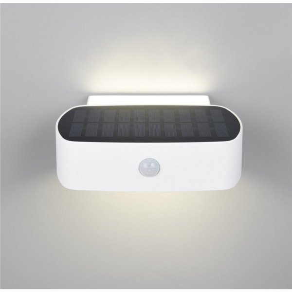 Applique murale d'extérieur LED blanche BILBAO 6W 700lm, 4000K IP44, alimentée par énergie solaire et batterie