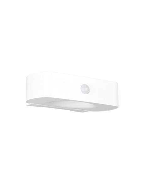 Luminária de parede LED branca para exterior BILBAO 6W 700lm, 4000K IP44, alimentada por energia solar e bateria