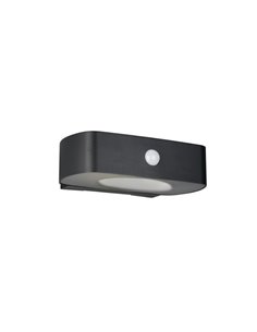Luminária de parede LED externa BILBAO 6W 700lm, 4000K IP44 preta, alimentada por energia solar e bateria