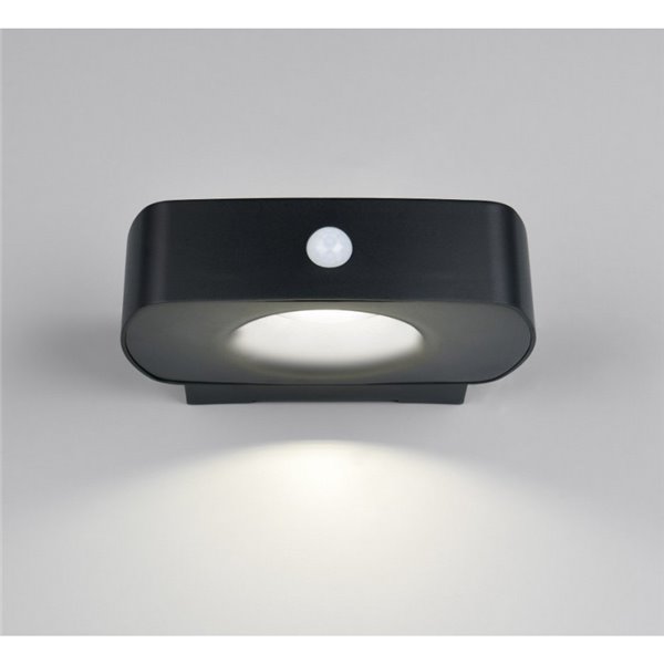 Applique murale d'extérieur LED BILBAO 6W 700lm, 4000K IP44 Noir, alimentée par énergie solaire et batterie