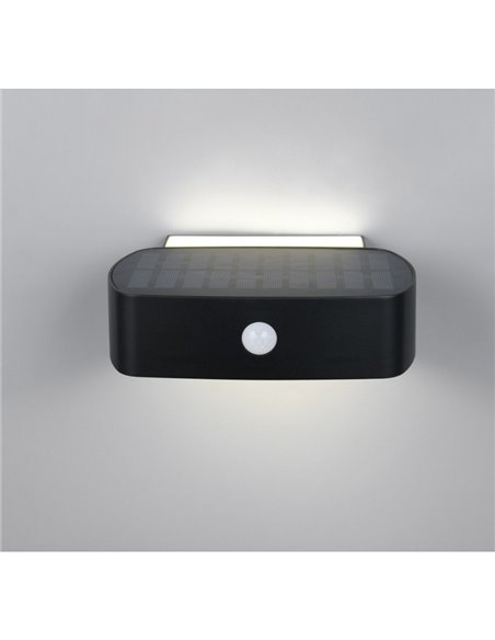 Aplique LED de pared para exterior, carga solar y batería BILBAO 6W 700lm, 4000K IP44 Negro