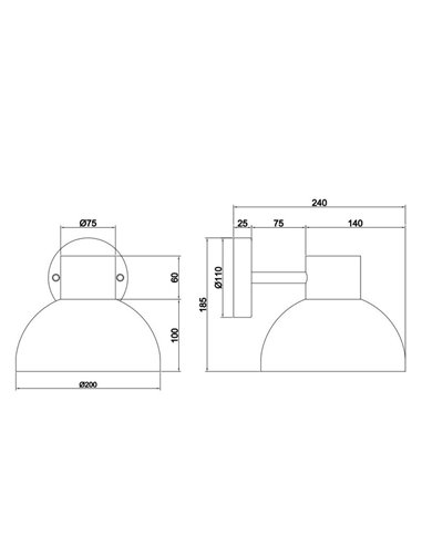 Aplique de pared exterior moderno ELBE aluminio bombilla excl. 1x E27 max. 10W IP44 Óxido