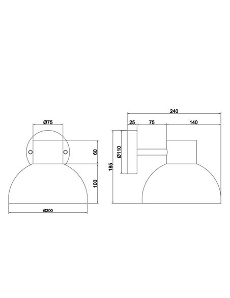 Applique murale d'extérieur moderne ELBE aluminium excl. ampoule 1x E27 max. 10W IP44 Oxyde