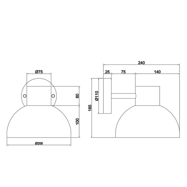 Applique murale d'extérieur moderne ELBE aluminium excl. ampoule 1x E27 max. 10W IP44 Oxyde