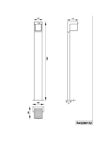 Poste LED solar COLOMBO 100cm alto nivel de luz ajustable y batería recargable 5,5W 1x 650lm, 4000K IP44