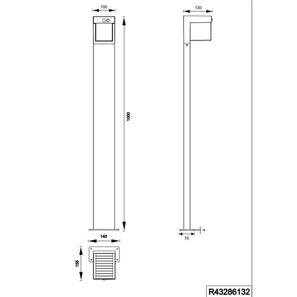 Poste LED solar COLOMBO 100cm alto nivel de luz ajustable y batería recargable 5,5W 1x 650lm, 4000K IP44