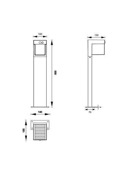 Baliza LED solar COLOMBO 50cm alto con sensor de movimiento y crepuscular  5,5W 1x 650lm, 4000K IP44
