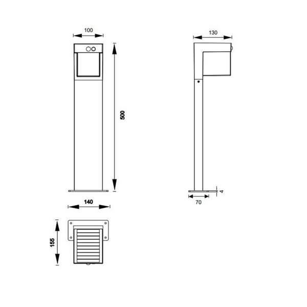 Baliza LED solar COLOMBO 50cm alto con sensor de movimiento y crepuscular  5,5W 1x 650lm, 4000K IP44
