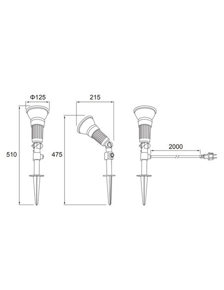 Piqueta LED para suelo exterior CACERES foco orientable incl. 1x E27, 15W 1500lm, 4000K IP44