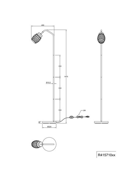 Lampadaire BIDAR avec interrupteur à pédale, ampoule exclue. 1x E27 max. 10W IP20 Marron