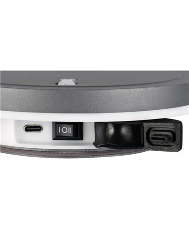 Aplique LED redondo para exterior FORTALEZA Ø14cm recargable USB iluminación indirecta  2W 200lm, 3000K IP44
