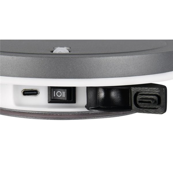 Aplique LED redondo para exterior FORTALEZA Ø14cm recargable USB iluminación indirecta  2W 200lm, 3000K IP44