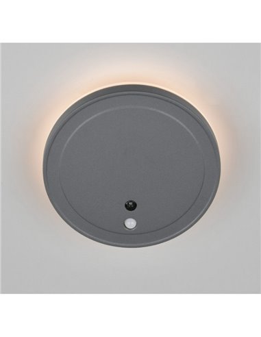 Aplique LED redondo para exterior FORTALEZA Ø14cm recargable USB iluminación indirecta  2W 200lm, 3000K IP44