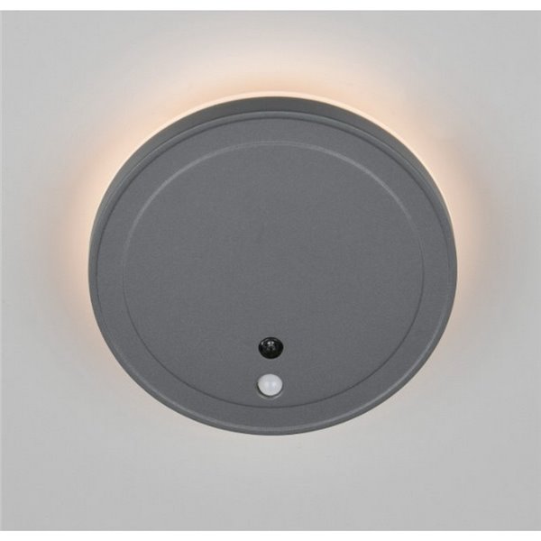 Aplique LED redondo para exterior FORTALEZA Ø14cm recargable USB iluminación indirecta  2W 200lm, 3000K IP44