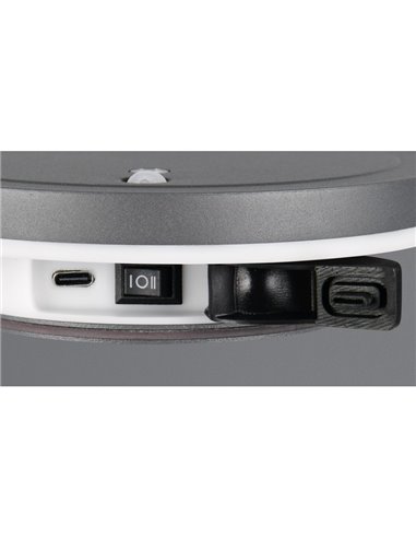Aplique LED redondo para exterior FORTALEZA Ø14cm recargable USB iluminación indirecta  2W 200lm, 3000K IP44
