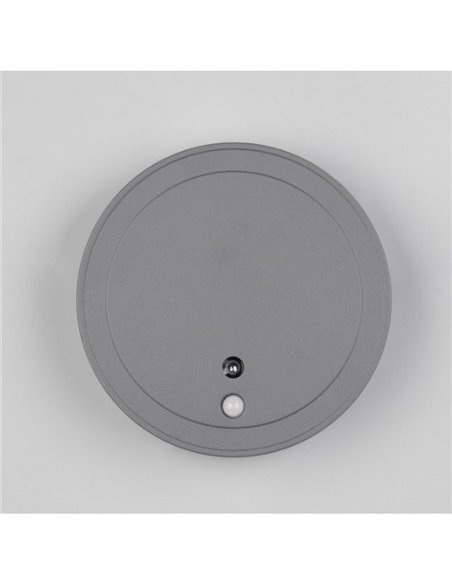 Aplique LED redondo para exterior FORTALEZA Ø14cm recargable USB iluminación indirecta  2W 200lm, 3000K IP44