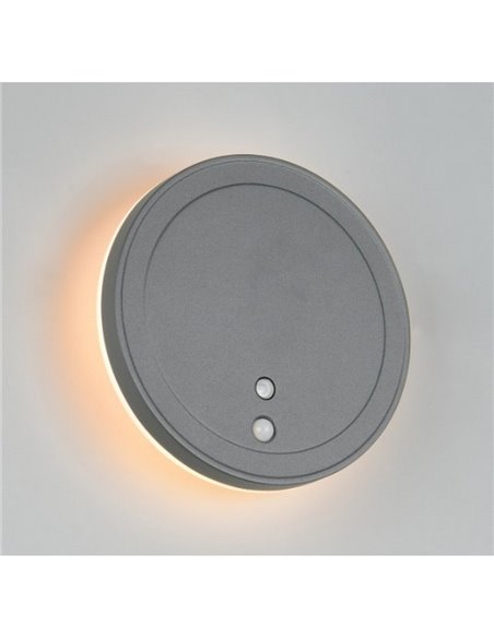 Aplique LED redondo para exterior FORTALEZA Ø14cm recargable USB iluminación indirecta  2W 200lm, 3000K IP44