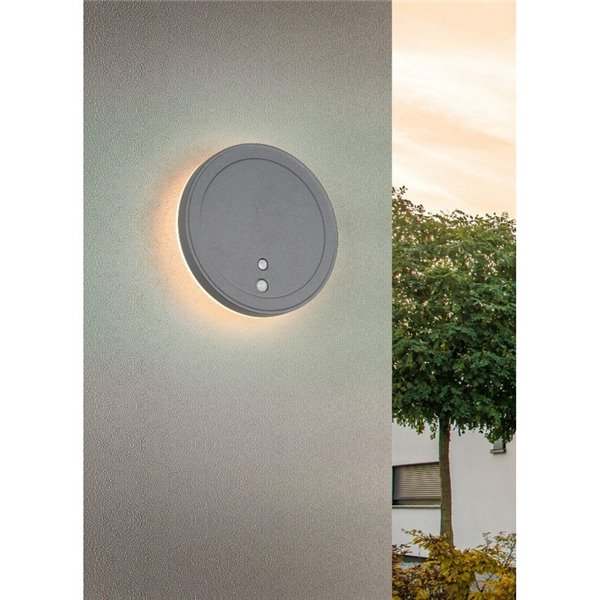 Aplique LED redondo para exterior FORTALEZA Ø14cm recargable USB iluminación indirecta  2W 200lm, 3000K IP44