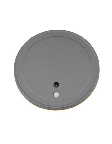 Aplique LED redondo para exterior FORTALEZA Ø14cm recargable USB iluminación indirecta  2W 200lm, 3000K IP44