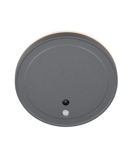 Aplique LED redondo para exterior FORTALEZA Ø14cm recargable USB iluminación indirecta  2W 200lm, 3000K IP44