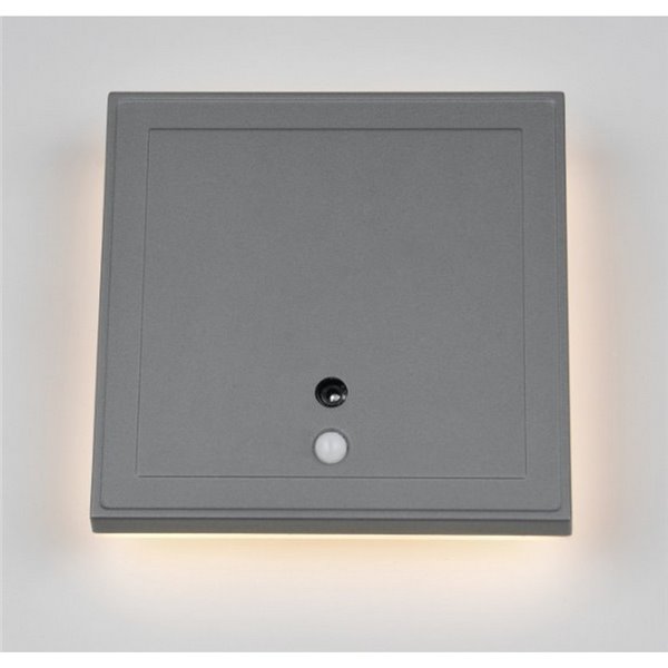 Aplique LED cuadrado para exterior FORTALEZA  14x14 recargable USB iluminación indirecta  2W 200lm, 3000K IP44