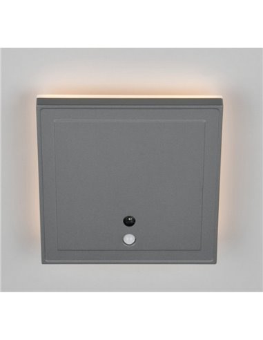 Aplique LED cuadrado para exterior FORTALEZA  14x14 recargable USB iluminación indirecta  2W 200lm, 3000K IP44
