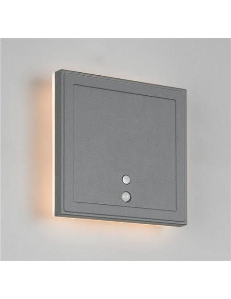 Aplique LED cuadrado para exterior FORTALEZA  14x14 recargable USB iluminación indirecta  2W 200lm, 3000K IP44