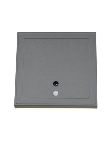 Aplique LED cuadrado para exterior FORTALEZA  14x14 recargable USB iluminación indirecta  2W 200lm, 3000K IP44
