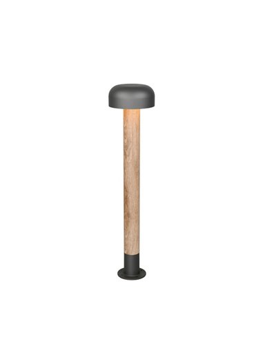 Poste para exterior FRASER 84cm alto, aluminio fundido imitación madera bombilla excl. 1x E27 max. 10W IP44