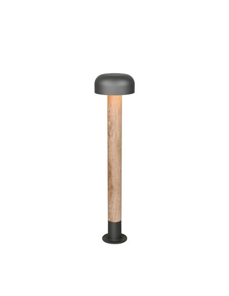 Poste para exterior FRASER 84cm alto, aluminio fundido imitación madera bombilla excl. 1x E27 max. 10W IP44