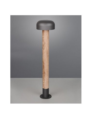 Poste para exterior FRASER 84cm alto, aluminio fundido imitación madera bombilla excl. 1x E27 max. 10W IP44