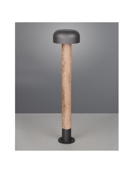 Poteau extérieur FRASER, hauteur 84 cm, fonte d'aluminium, effet bois, ampoule exclue. 1x E27 max. 10 W IP44