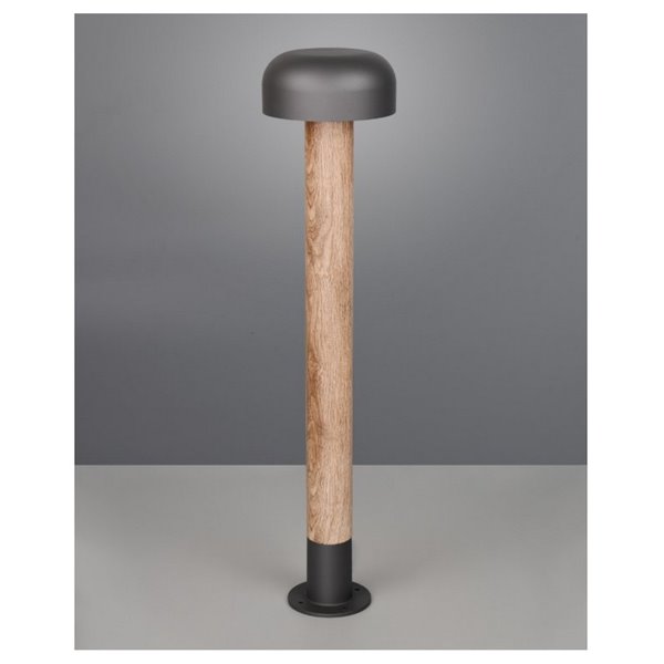 Poste para exterior FRASER 84cm alto, aluminio fundido imitación madera bombilla excl. 1x E27 max. 10W IP44